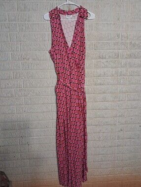 Diane Von Furstenberg Pink Geometric Wrap Jumpsuit